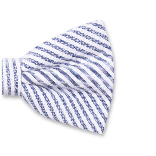 Seersucker Vlinderstrik - Donkerblauw (2)