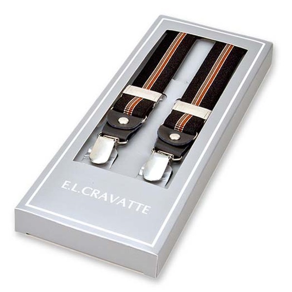 Smalle zwart/bruine Dames Bretels Gestreept (1)