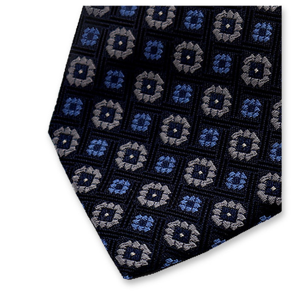 Donkerblauw - Grijze Stropdas Motief  (2)