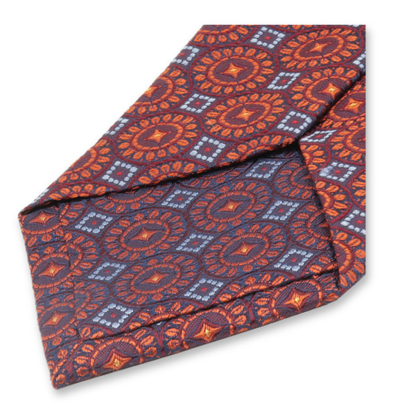Stropdas Bordeaux Rood - Oranje Cirkel Patroon (3)
