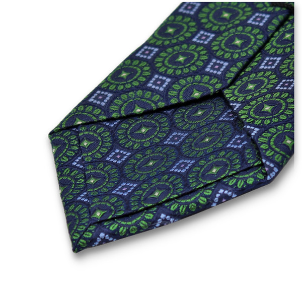 Stropdas Donkerblauw Groen Cirkel Patroon (3)