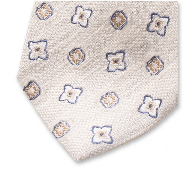 Offwhite Stropdas Classic Patroon - Italiaans Zijde (2)