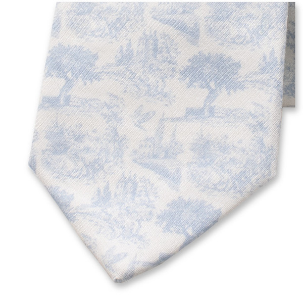 Katoenen Stropdas Toile de Jouy - Lichtblauw (2)