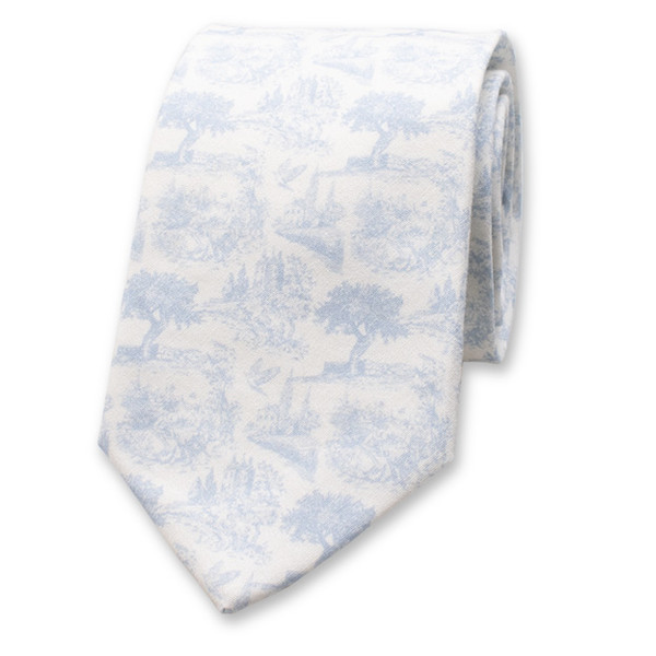 Katoenen Stropdas Toile de Jouy - Lichtblauw (1)
