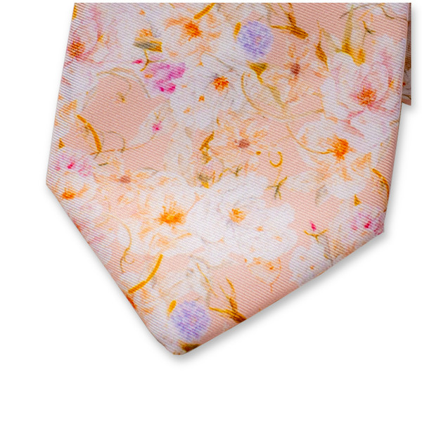 Perzikkleurige Stropdas - Bloemen (2)