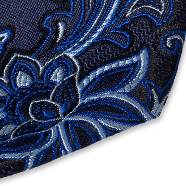 Stropdas Blauw bloemen patroon (2)