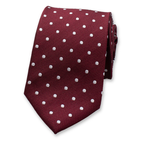 Bordeauxrode stropdas Polkadot (1)