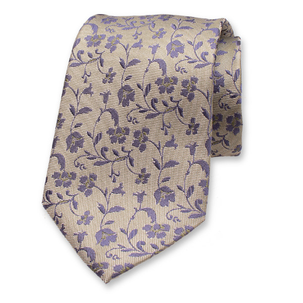 Groene Luxe Stropdas - Blauwe Bloemen (1)