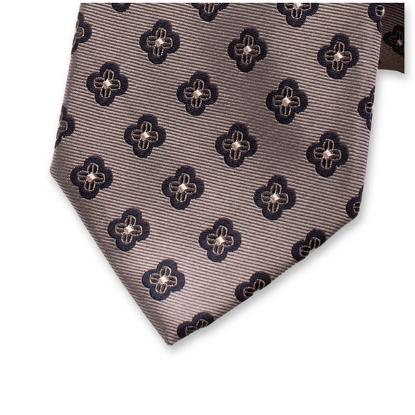 Grijze Luxe Stropdas Blauwe Bloemen (2)