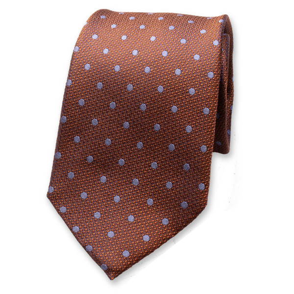 Roestbruine Luxe Stropdas Lichtblauwe Stippen (1)