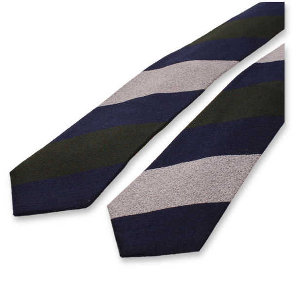 Blokstreep Stropdas Donkerblauw - Groen - Grijs (2)