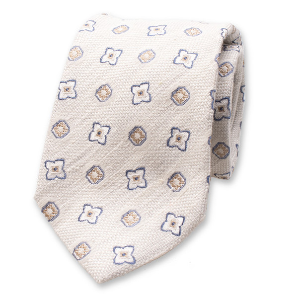 Offwhite Stropdas Classic Patroon - Italiaans Zijde (1)