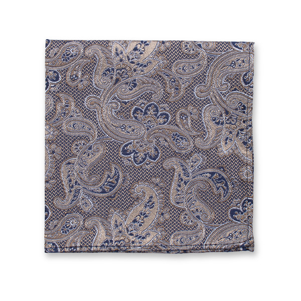Beige Luxe Pochet - Donkerblauw Paisley (1)