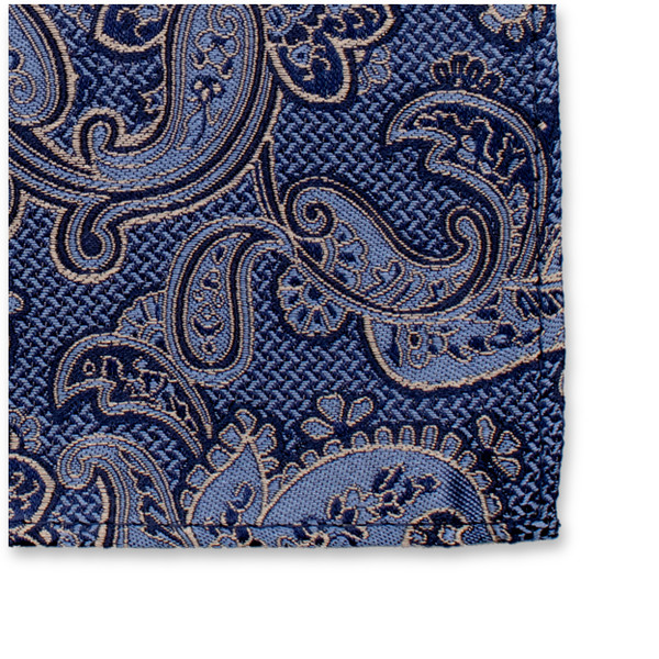 Donkerblauwe Luxe Pochet - Beige Paisley (2)