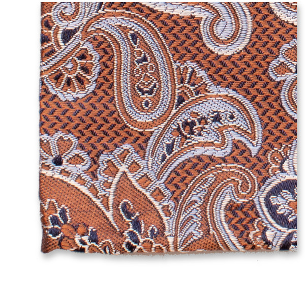 Bruine Luxe Pochet - Lichtblauw Paisley (2)