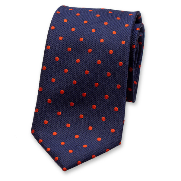 Navy stropdas met rode stippen (1)