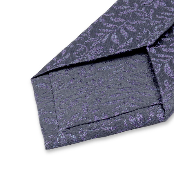 Smalle blauwgrijze stropdas Bloemen (3)