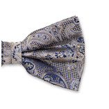 Beige Luxe Strik - Donkerblauw Paisley - Thumbnail 2