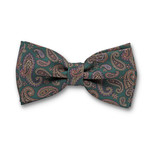 Donkergroene Paisley Vlinderstrik - Thumbnail 1