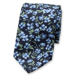 Gebloemde Stropdas Donkerblauw - Groen - Thumbnail 1