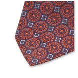 Stropdas Bordeaux Rood - Oranje Cirkel Patroon - Thumbnail 2