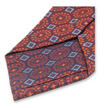 Stropdas Bordeaux Rood - Oranje Cirkel Patroon - Thumbnail 3