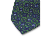 Stropdas Donkerblauw Groen Cirkel Patroon - Thumbnail 2