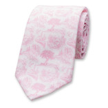 Katoenen Stropdas Toile de Jouy - Lichtroze - Thumbnail 1