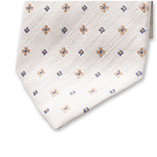 Offwhite Stropdas Fijn Patroon - Italiaans Zijde - Thumbnail 2