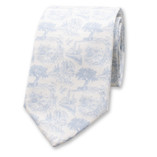 Katoenen Stropdas Toile de Jouy - Lichtblauw - Thumbnail 1