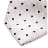 Witte stropdas Donkerblauwe Polkadot - Thumbnail 2
