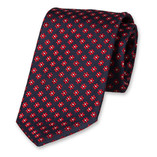 Luxe Stropdas Donkerblauw - Rood Gebloemd - Thumbnail 1