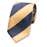Breed gestreepte stropdas donkerblauw/geel - Thumbnail 1
