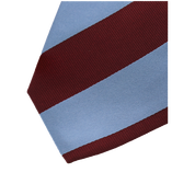 Breed gestreepte stropdas bordeaux/lichtblauw - Thumbnail 2
