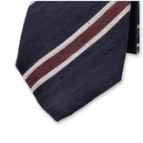 Donkerblauwe - Bordeaux Gestreepte Stropdas - Italiaans Zijde - Thumbnail 2