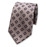 Grijze Luxe Stropdas Blauwe Bloemen - Thumbnail 1