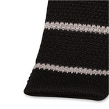 Gebreide gestreepte stropdas zwart - Thumbnail 2