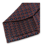 Smalle Donkerblauwe Stropdas Oranje Patroon - Thumbnail 2