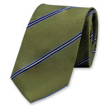 Smalle Mosgroene Stropdas Blauwe Strepen - Thumbnail 1