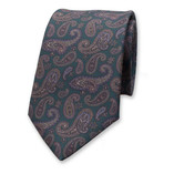 Groen- Blauwe Paisley Stropdas - Thumbnail 1