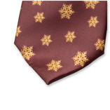 Kerst Stropdas Bordeauxrood - Gouden Sneeuwsterren - Thumbnail 2