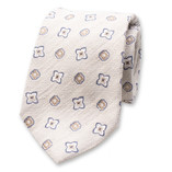 Offwhite Stropdas Classic Patroon - Italiaans Zijde - Thumbnail 1