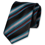 Zwarte stropdas - multicolor streep - Thumbnail 1