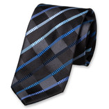 Ruiten stropdas zwart/blauw - Thumbnail 1