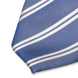 Stropdas blauw met dubbele witte banen - Thumbnail 2