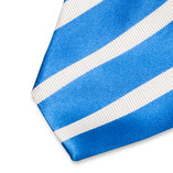 Satijn kobaltblauwe stropdas - witte strepen - Thumbnail 2