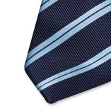 Stropdas donkerblauw - dubbele blauwe strepen - Thumbnail 2
