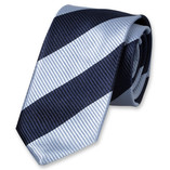 Breed gestreepte stropdas donkerblauw/lichtblauw - Thumbnail 1