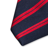 Donkerblauwe stropdas - rode dubbele strepen - Thumbnail 2