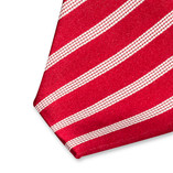 Rode satijn stropdas met fijne strepen - Thumbnail 2